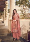 Peach Colour Fancy Designer Latest Heavy Casual Wear Printed Pure Viscose Muslin With Sequin Embroidery Work Dress Material 2001